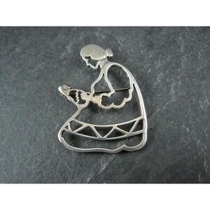 Navajo Mother and Child Brooch Sterling Silver